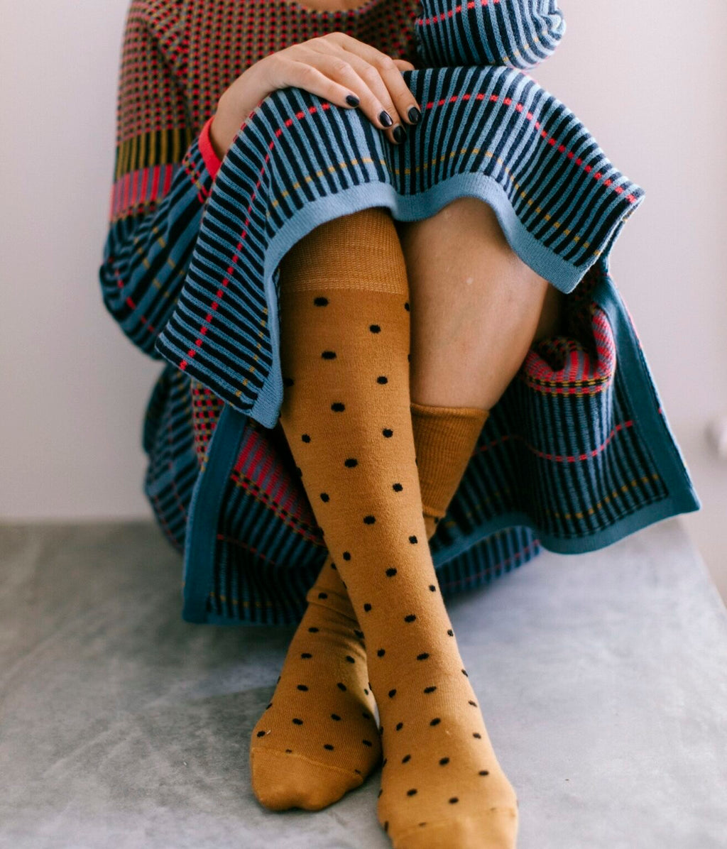 Socks  Tightology T16 ‘Dotty mustard Merino Wool Socks - Stay Wild Collective
