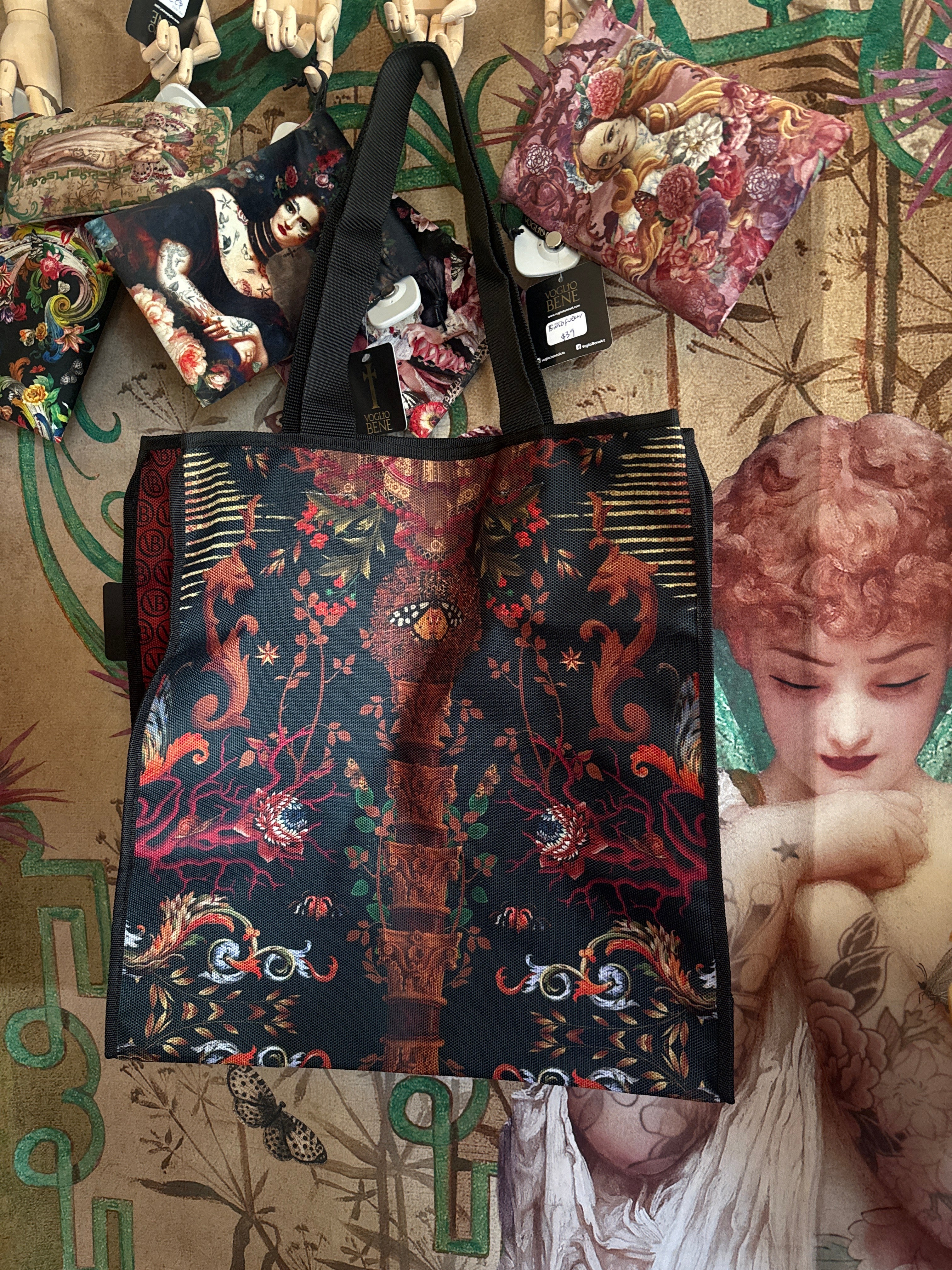 Voglio Bene large black lips tote - Stay Wild Collective