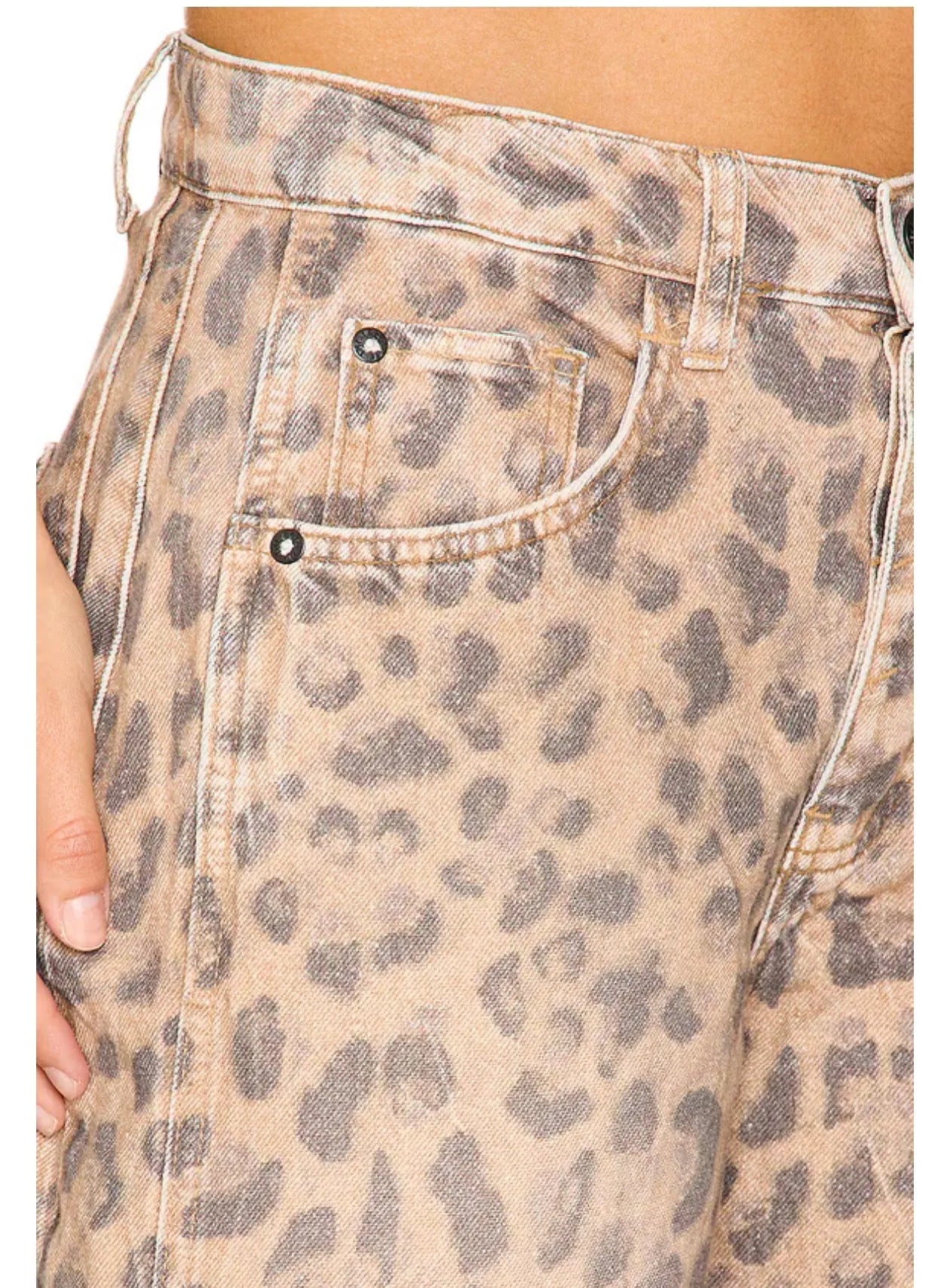  We The Free Good Luck Printed Mid Rise Barrel In Brown sugar 
Free People - Stay Wild Collective  