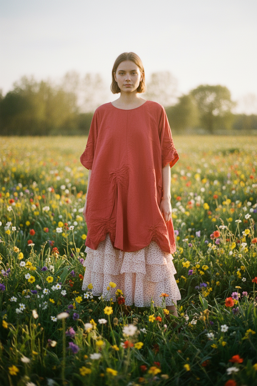 Vicky Tunic Rose & Wendy Polka Dot Skirt – Narrower Silhouette