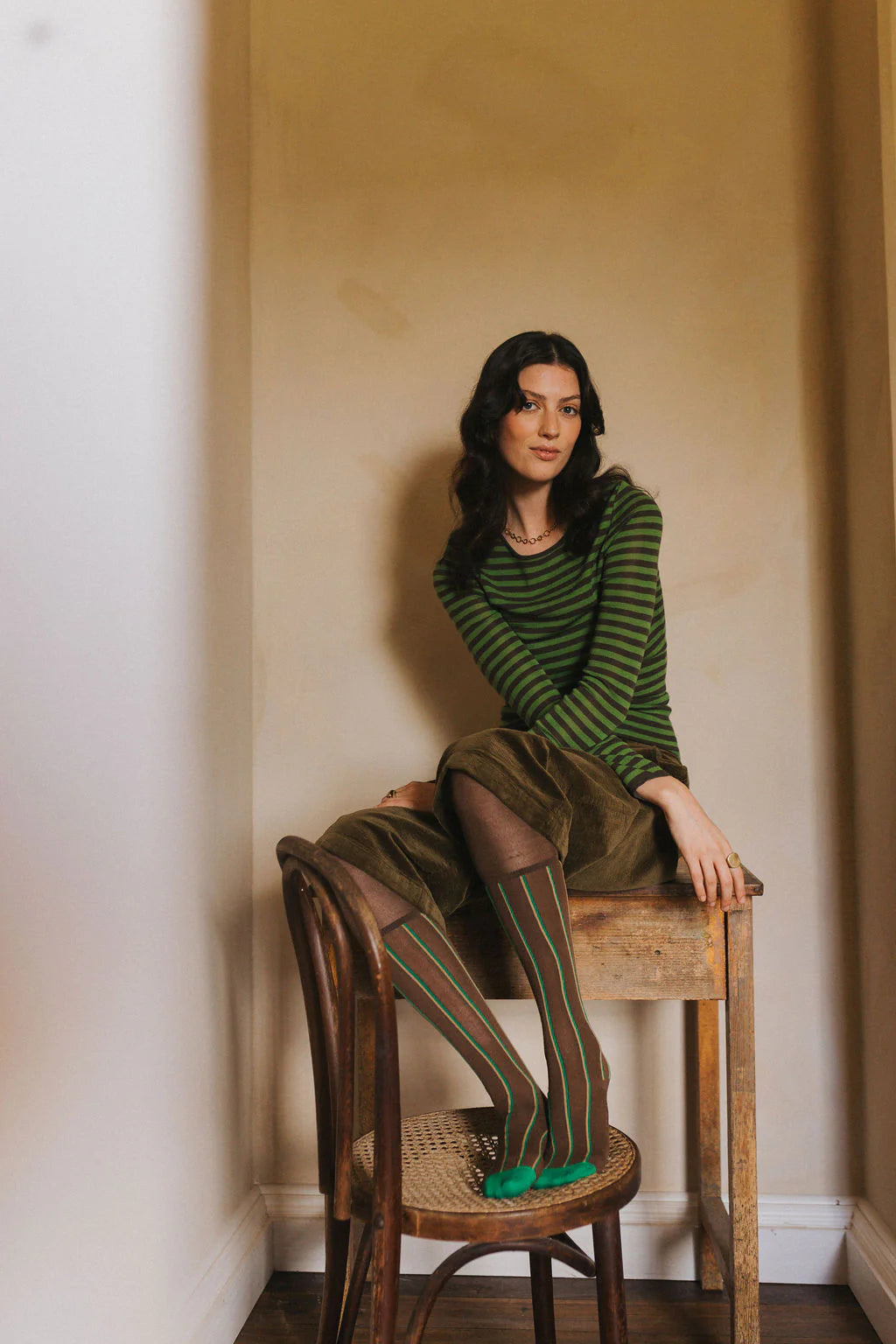   Women’s 100% Australian Merino Wool Knit Spencer – Lightweight Layering Essential Montaigne stripe - Stay Wild Collective  