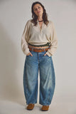 Free People Good Luck Mid-Rise Barrel Jeans | Ultra Light Beam