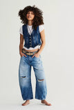Free People Good Luck Mid-Rise Barrel Jeans