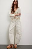 Free People Good Luck Mid-Rise Barrel Jeans | Milk