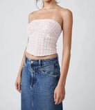 Free People Leilani Gingham Tube Top | Pink Gingham
