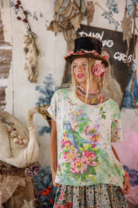 Magnolia Pearl Floral Songbird Art Class Tee TOP 2567-TRUE-OS