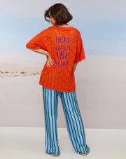 Me369 Poppy V-Neck Orange Knitted Shirt