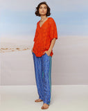 Me369 Poppy V-Neck Orange Knitted Shirt