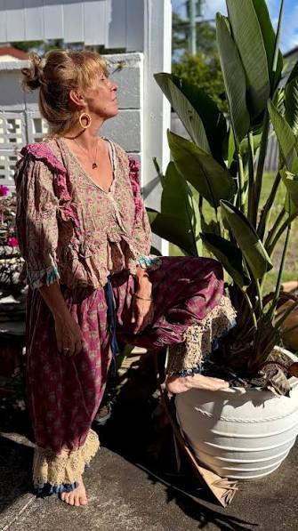 House of Jaded Gypsy Dusty Bloom Top Olive One Size
