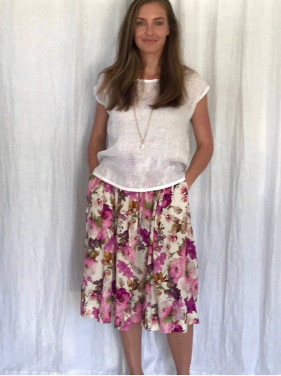 Kloth Layla Linen blend Skirt - Pink Monet- 2 lengths - Stay Wild Collective  Skirt