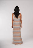 Montaigne Overall-Style Maxi Linen Dress in Stripe