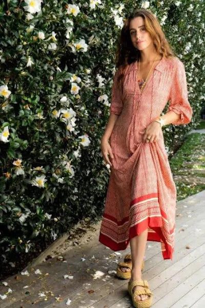 Ladli Helen dress midi red print A