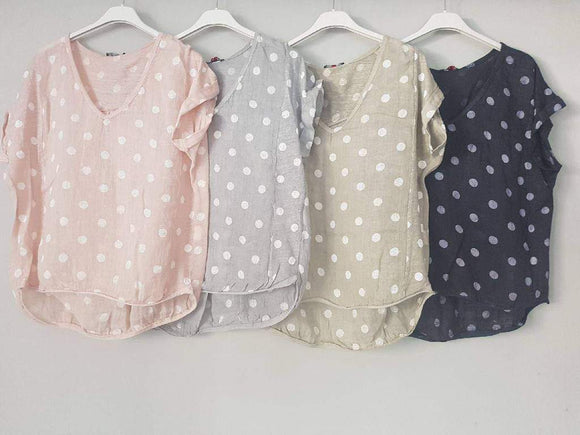 Renee linen spot tshirt - Stay Wild Collective  Tops