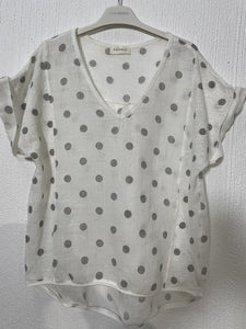 Renee linen spot tshirt - Stay Wild Collective  Tops