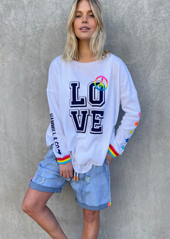 WHITE LOVE WAFFLE TOP