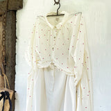 Piper Paper Cotton Long Shirt | Cream & Red Polka Dots