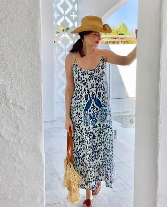 Ladli Slip Midi Dress | Jaipur Sapphire linen and ruby red linen - Stay Wild Collective  Dresses