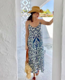 Ladli Slip Midi Dress | Jaipur Sapphire linen and ruby red linen - Stay Wild Collective  Dresses