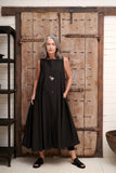 ZAHRA PAPER COTTON DRESS - BLACK