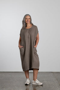 Montaigne Short sleeve Linen Dress button through back - Stay Wild Collective  