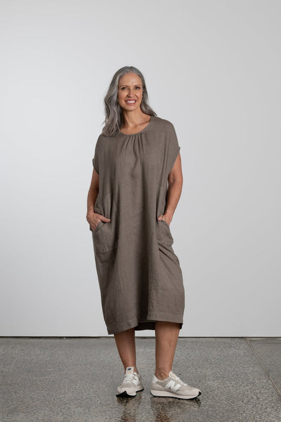 Montaigne Short sleeve Linen Dress button through back - Stay Wild Collective  