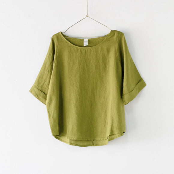 Montaigne Curved Hemline Linen Top Free Size - Stay Wild Collective  Top