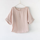 Montaigne Curved Hemline Linen Top Free Size - Stay Wild Collective  Top