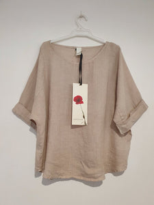 Montaigne Curved Hemline Linen Top Free Size - Stay Wild Collective  Top