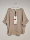 Montaigne Curved Hemline Linen Top Free Size - Stay Wild Collective  Top