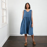 Adelaide Sleeveless Linen Smock Dress with Pockets