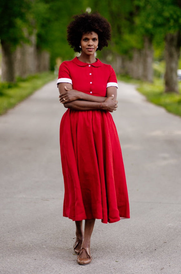 Son de Flor Classic Dress, Short Sleeves | Red Poppy - Stay Wild Collective  Dresses