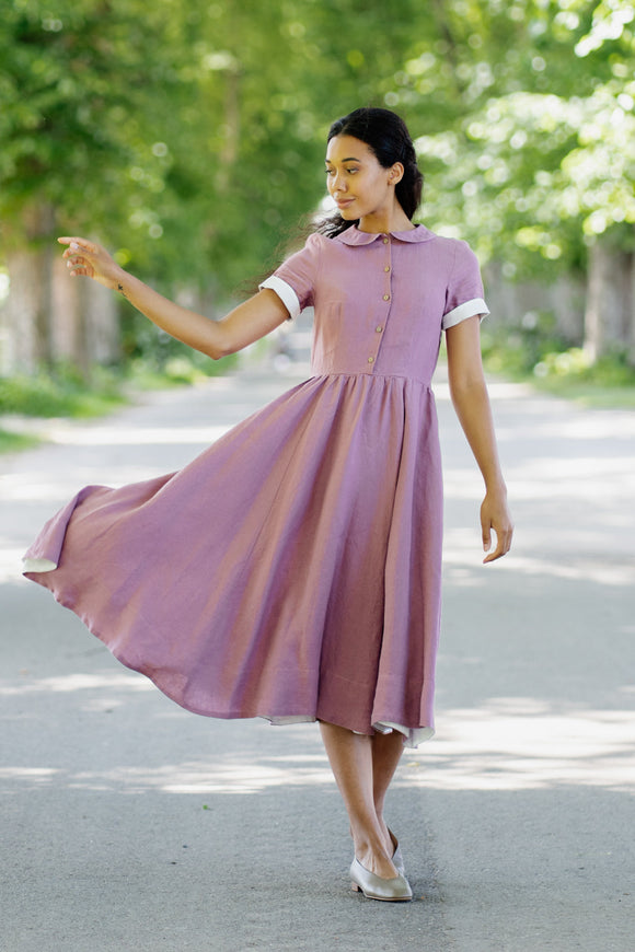 Son de Flor Classic Dress, Short Sleeves |  Phlox Purple - Stay Wild Collective  Dresses