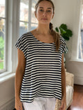 emma top - small navy stripe - Stay Wild Collective  Tops