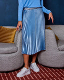 Metallic Waistband Skirt | Pale Blue