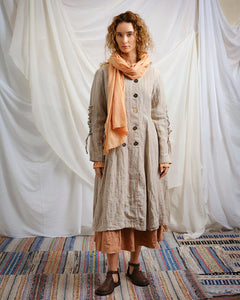 Ewa i Walla Berit COAT  Coat in pin stripe linen and decorative lacing