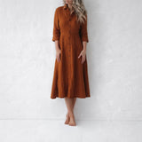 LinenTailored Dress | Mustard seaside tones sale