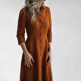 LinenTailored Dress | Mustard seaside tones sale