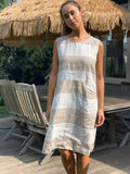 poppy dress - big natural stripe - Stay Wild Collective  