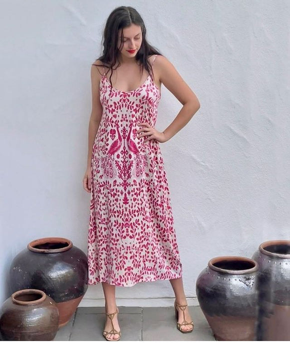 Slip Maxi Dress | jaipur blue and ruby red Cotton voile
