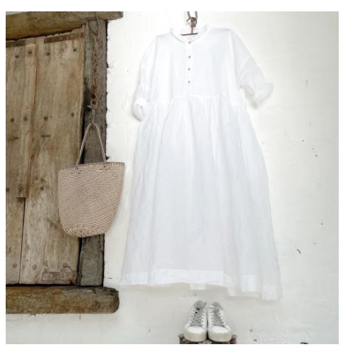 Edith Cotton Organdy Dress | White